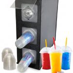 Frozen Beverage Cup and Lid Dispensing Stations For Domed Lids